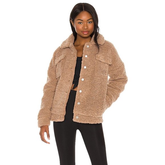 NWT $198 Beach Riot Small Sherpa Jacket Warm Taupe Tan Coat NEW - Picture 5 of 9